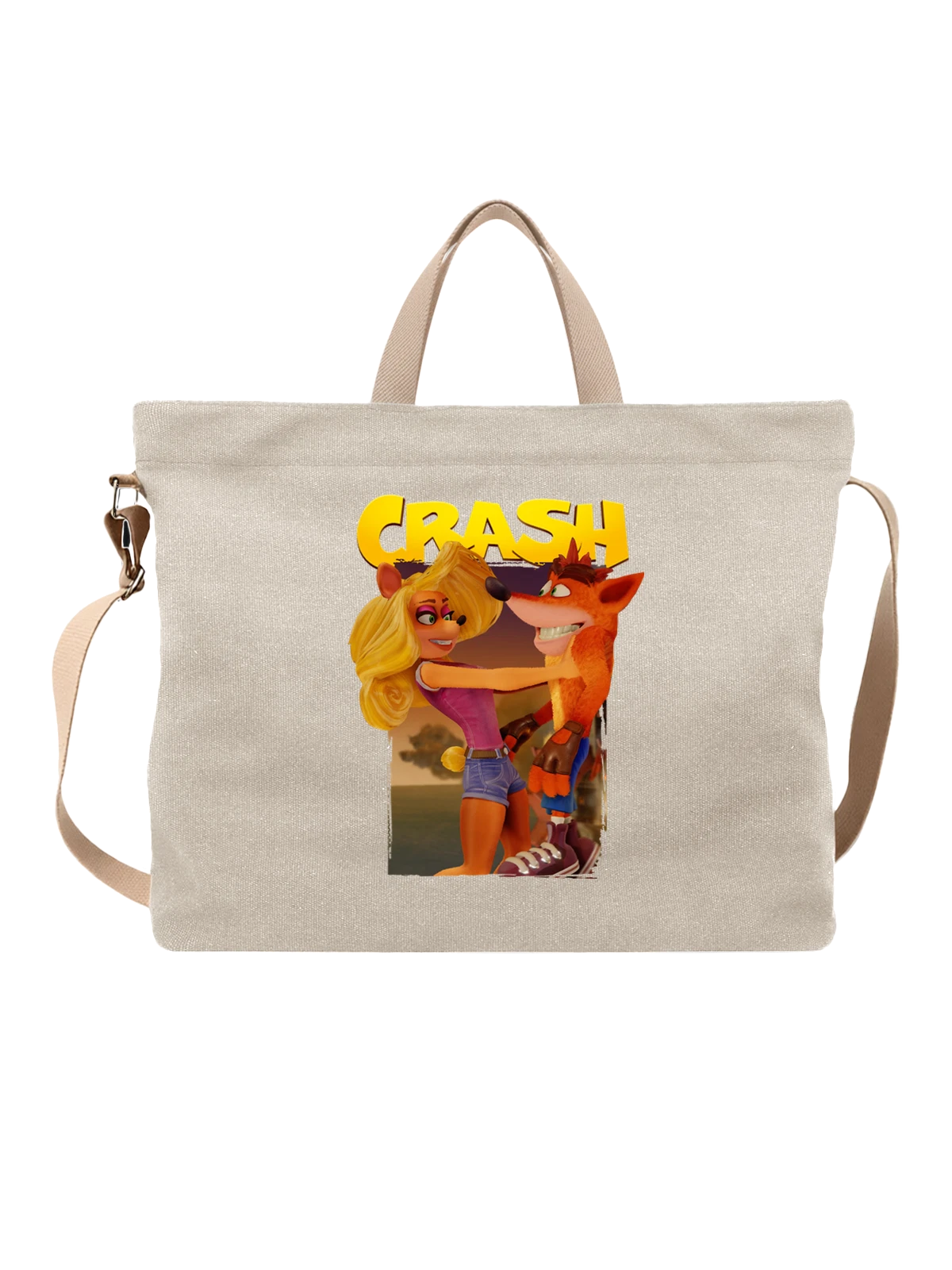 Сумка Crash bandicoot белая с принтом — ностальгия 90-х — Белая, фото 1