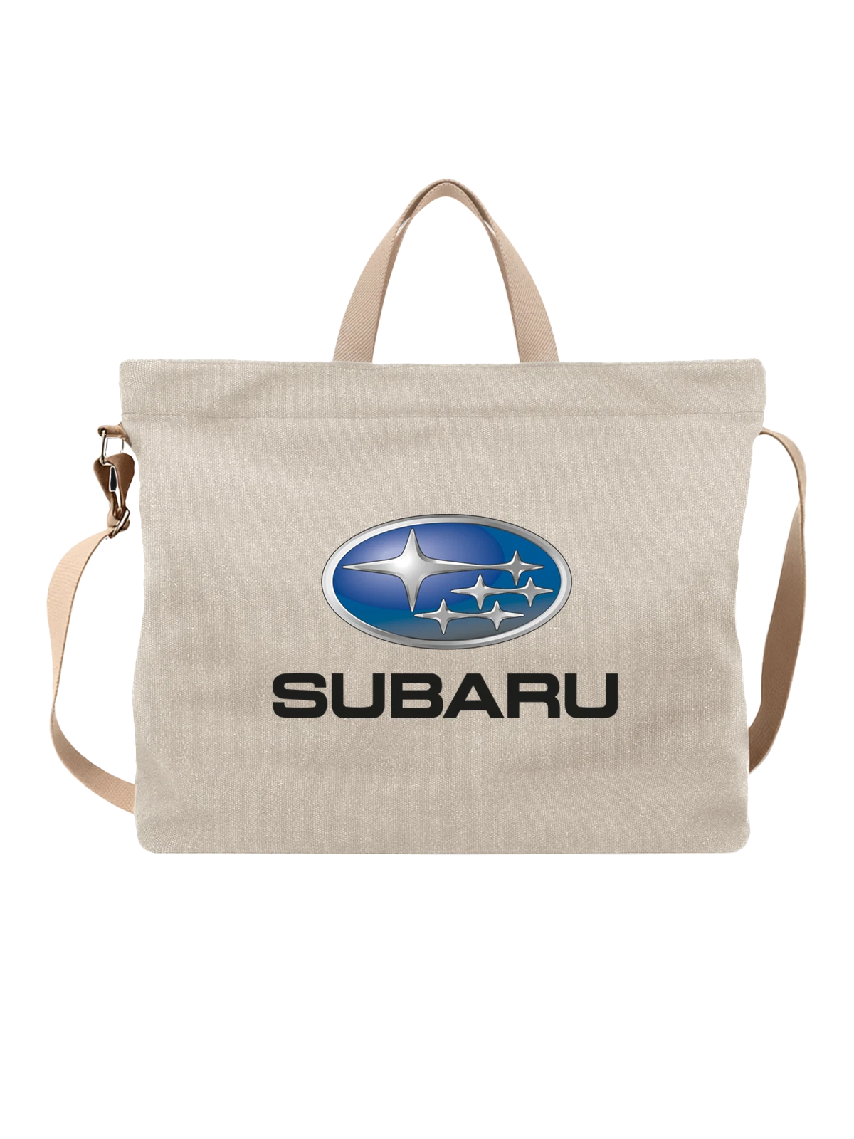 Сумка Subaru белая с принтом — контрастный принт — Белая, фото 1