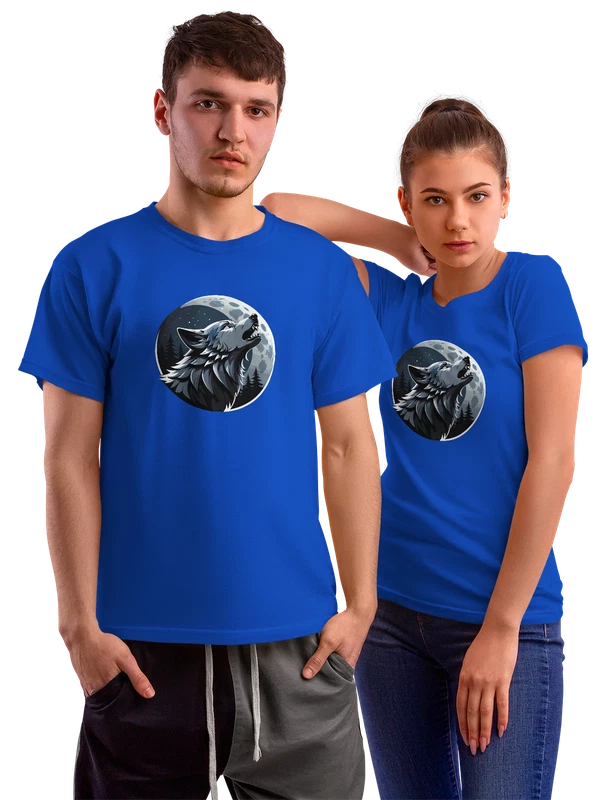 Футболка Волк Wolf аниме ночная луна — Синяя, фото 1