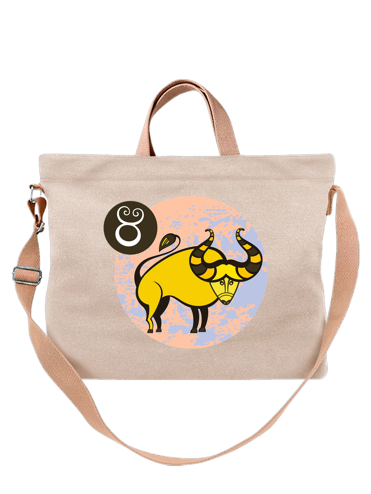 Сумка Телец знак зодиака белая с принтом — астрологический символ — Белая, фото 1