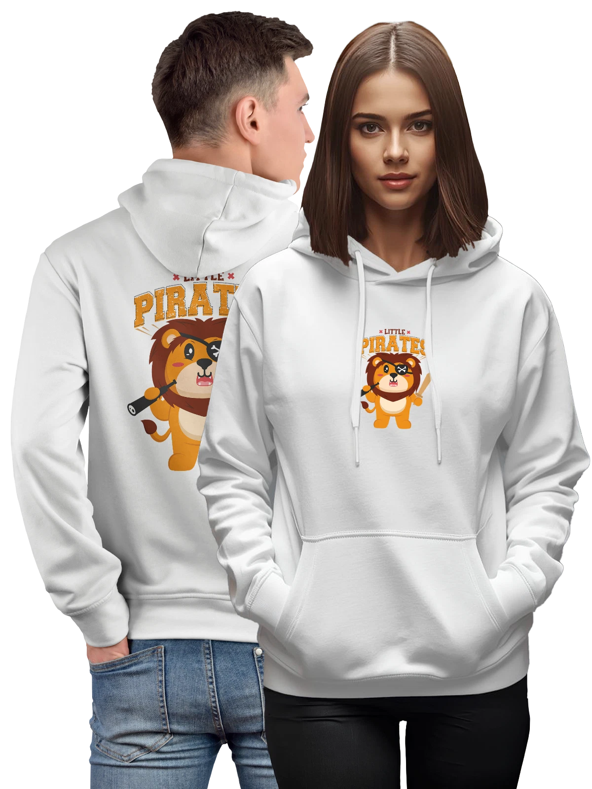 Худи Лев пират little pirates белое с принтом — животный мир — Белая, фото 1