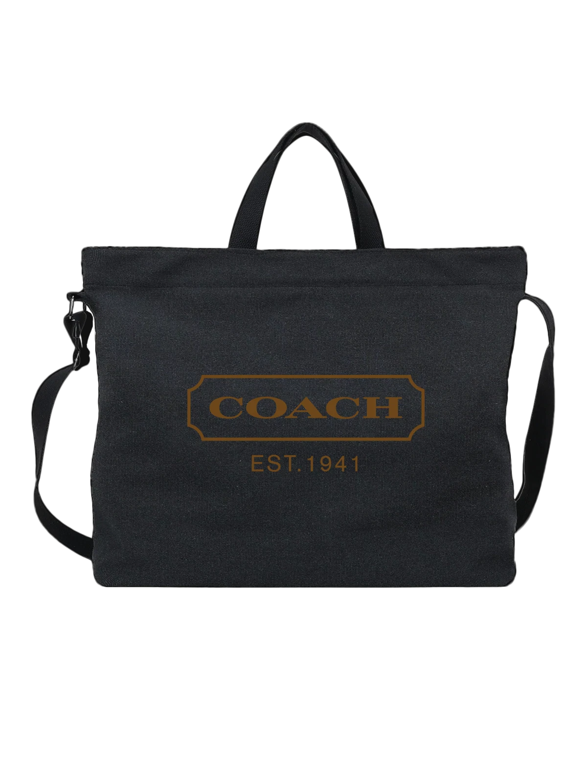 Сумка Coach чёрная с принтом — кожаные сумки — Чёрная, фото 1