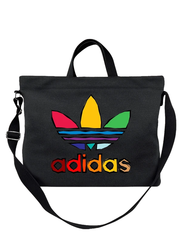 Сумка Adidas с цветным логотипом и надписью — Чёрная, фото 1