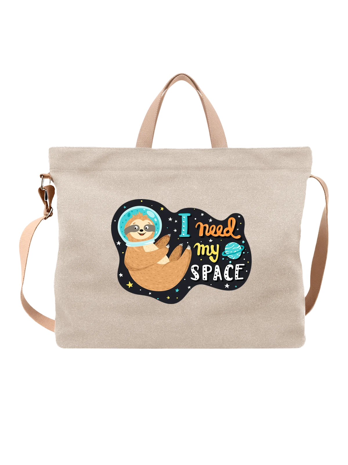 Сумка Ленивец I need my space белая с принтом — космос — Белая, фото 1