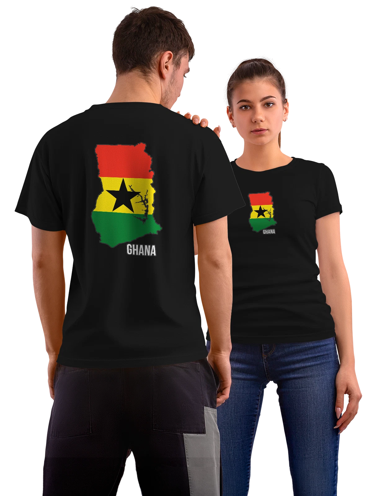 Футболка с флагом Ганы Ghana чёрная с принтом на спине — национальная символика — Чёрная, фото 1