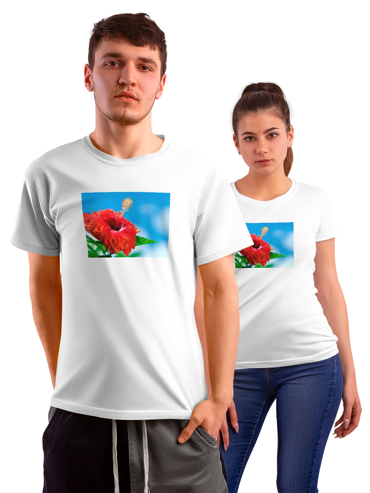 Футболка Природа Красный цветок белая с принтом — дикая природа — Белая, фото 1