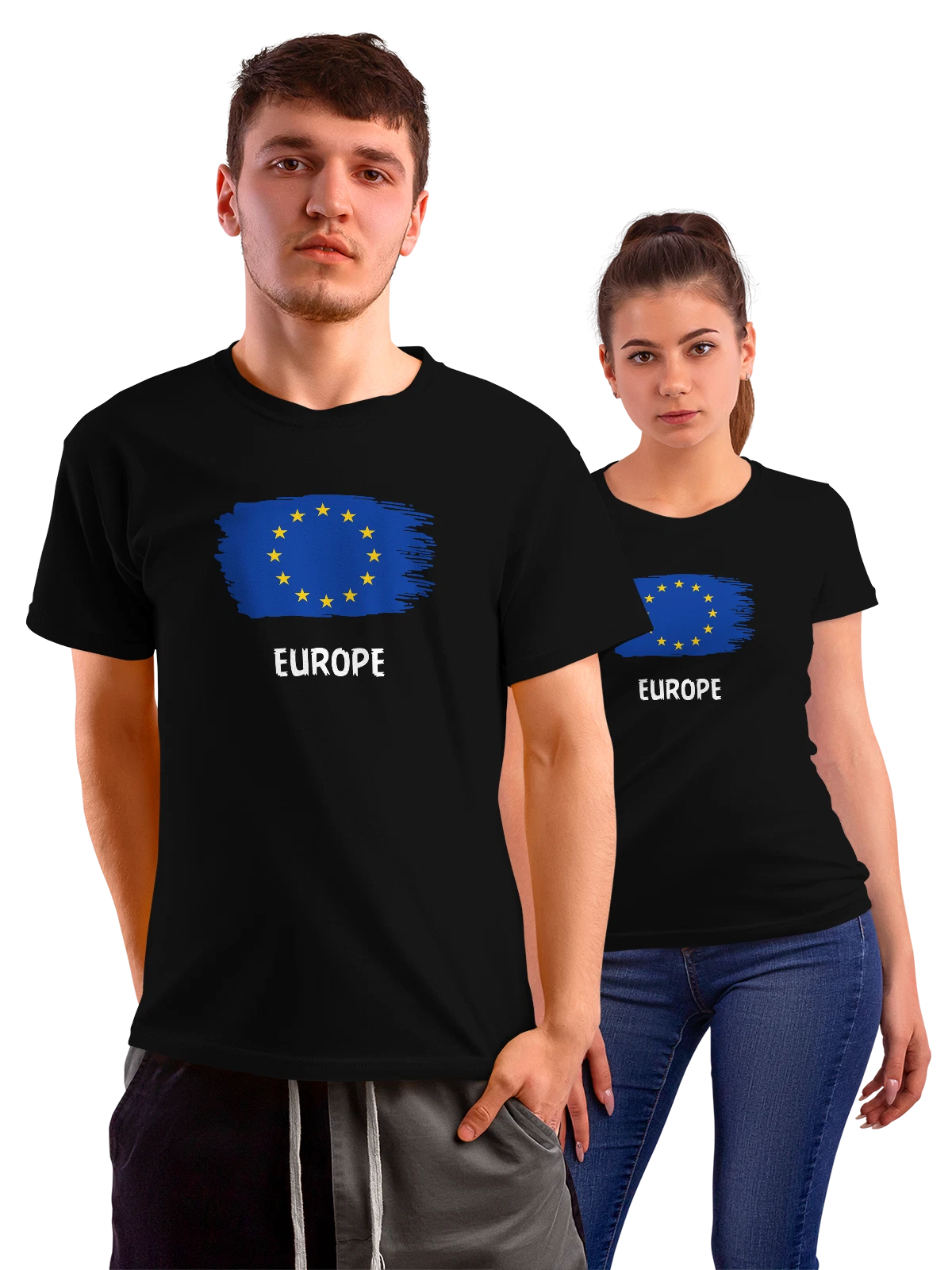 Футболка с флагом Европа Europa чёрная с принтом — национальная символика — Чёрная, фото 1