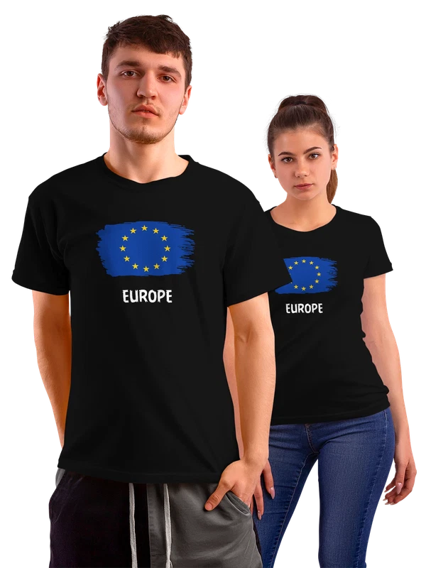 Футболка с флагом Европа Europa — Чёрная, фото 1