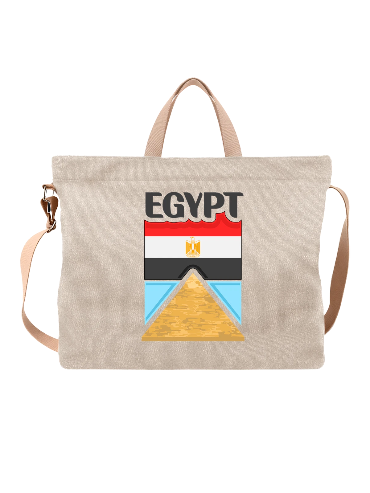 Сумка с флагом Египта Egypt пирамида белая с принтом — национальная символика — Белая, фото 1