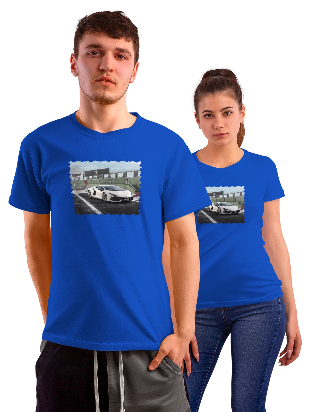 Футболка Суперспортивные автомобили Lamborghini синяя с принтом — спортивная форма — Синяя, фото 1