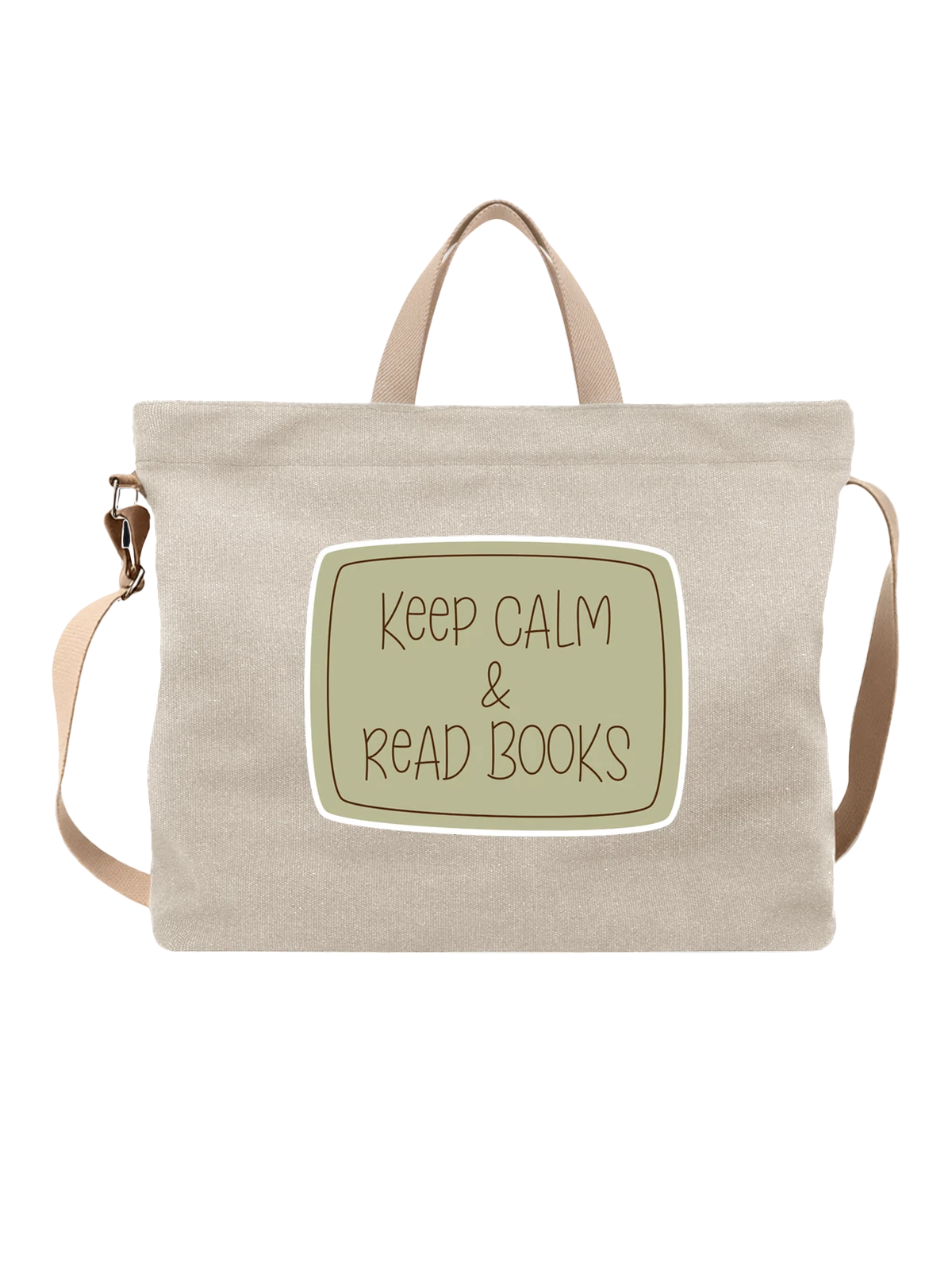Сумка Keep Calm Read Books надпись среди листьев белая с принтом — ретро стиль — Белая, фото 1