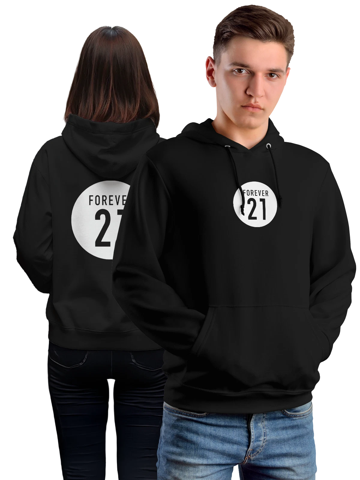 Худи Forever 21 чёрное с принтом — быстрая мода — Чёрная, фото 1