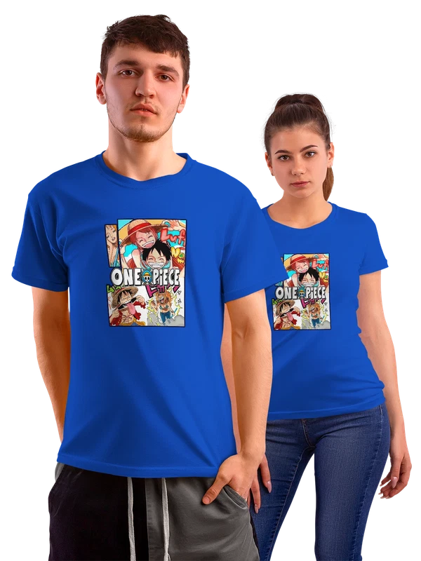 Футболка One Piece Луффи Нами Эйс Санжи команда — Синяя, фото 1