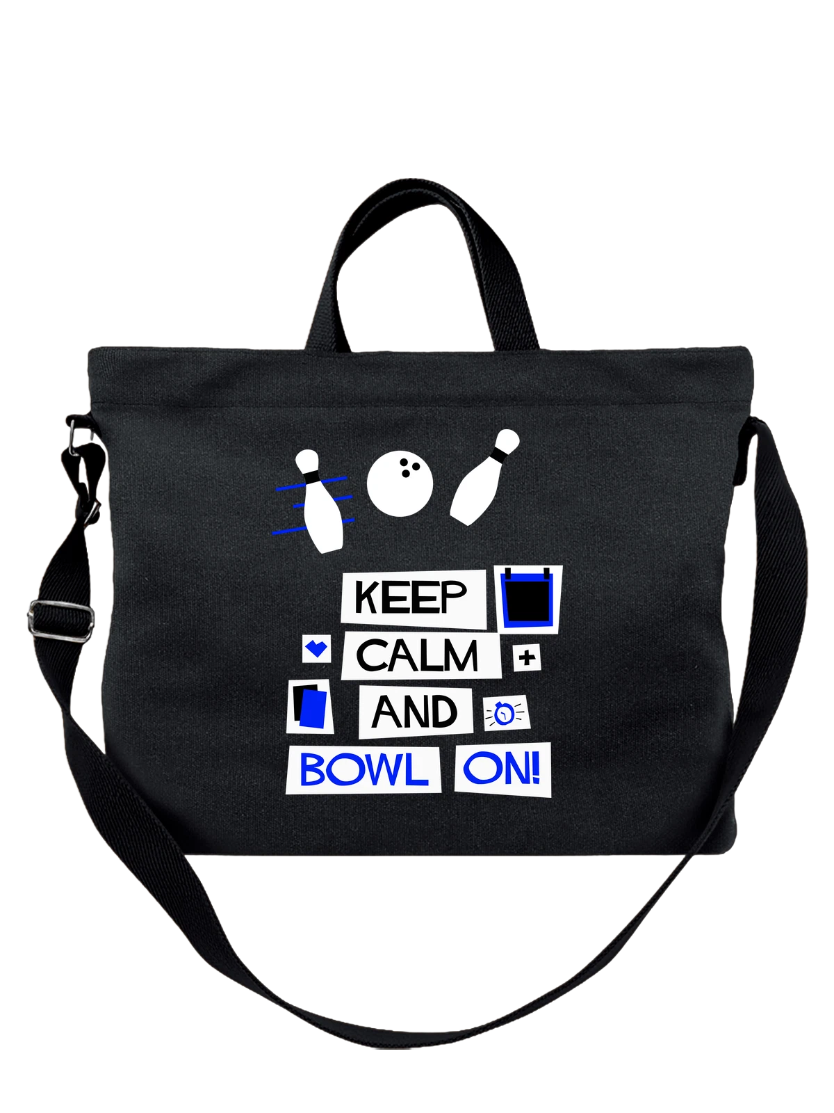 Сумка Боулинг keep calm and bowl on чёрная с принтом — спортивный инвентарь — Чёрная, фото 1