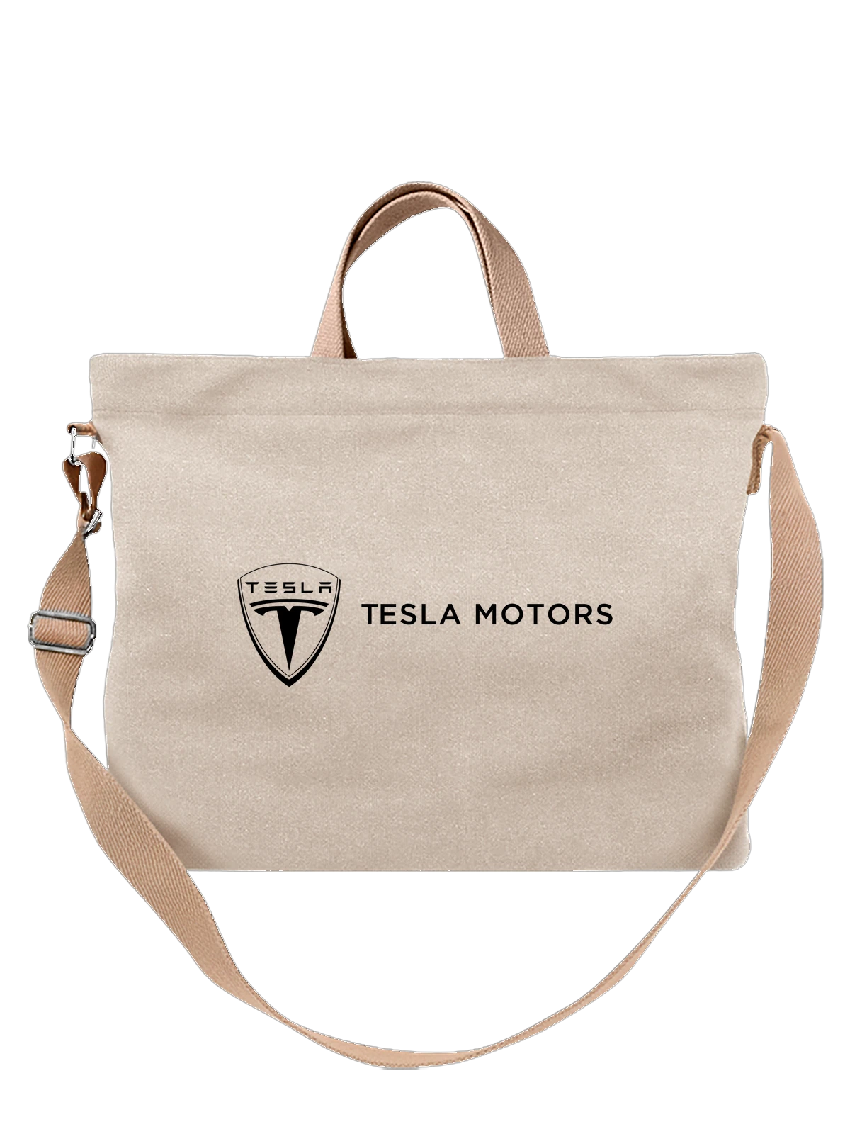 Сумка Tesla белая с принтом — монохромный принт — Белая, фото 1