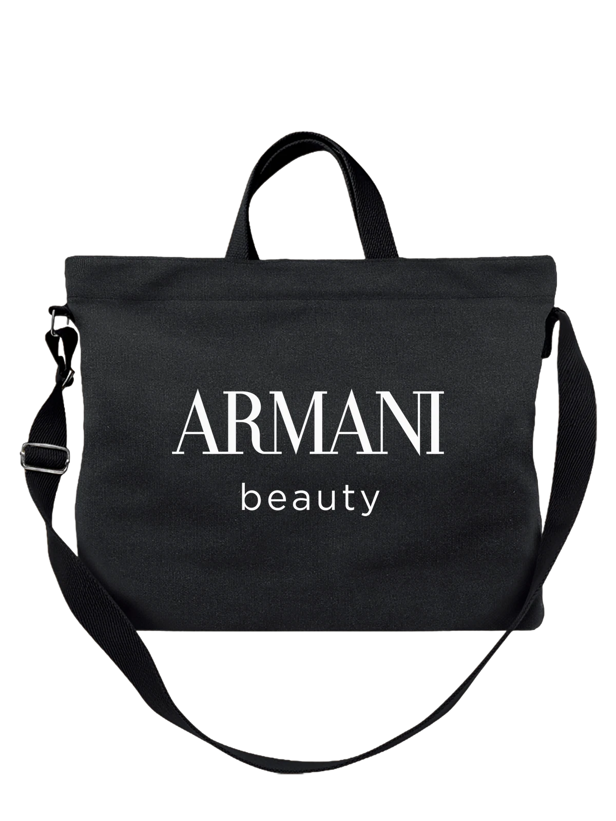 Сумка Armani чёрная с принтом — минималистичная типографика — Чёрная, фото 1