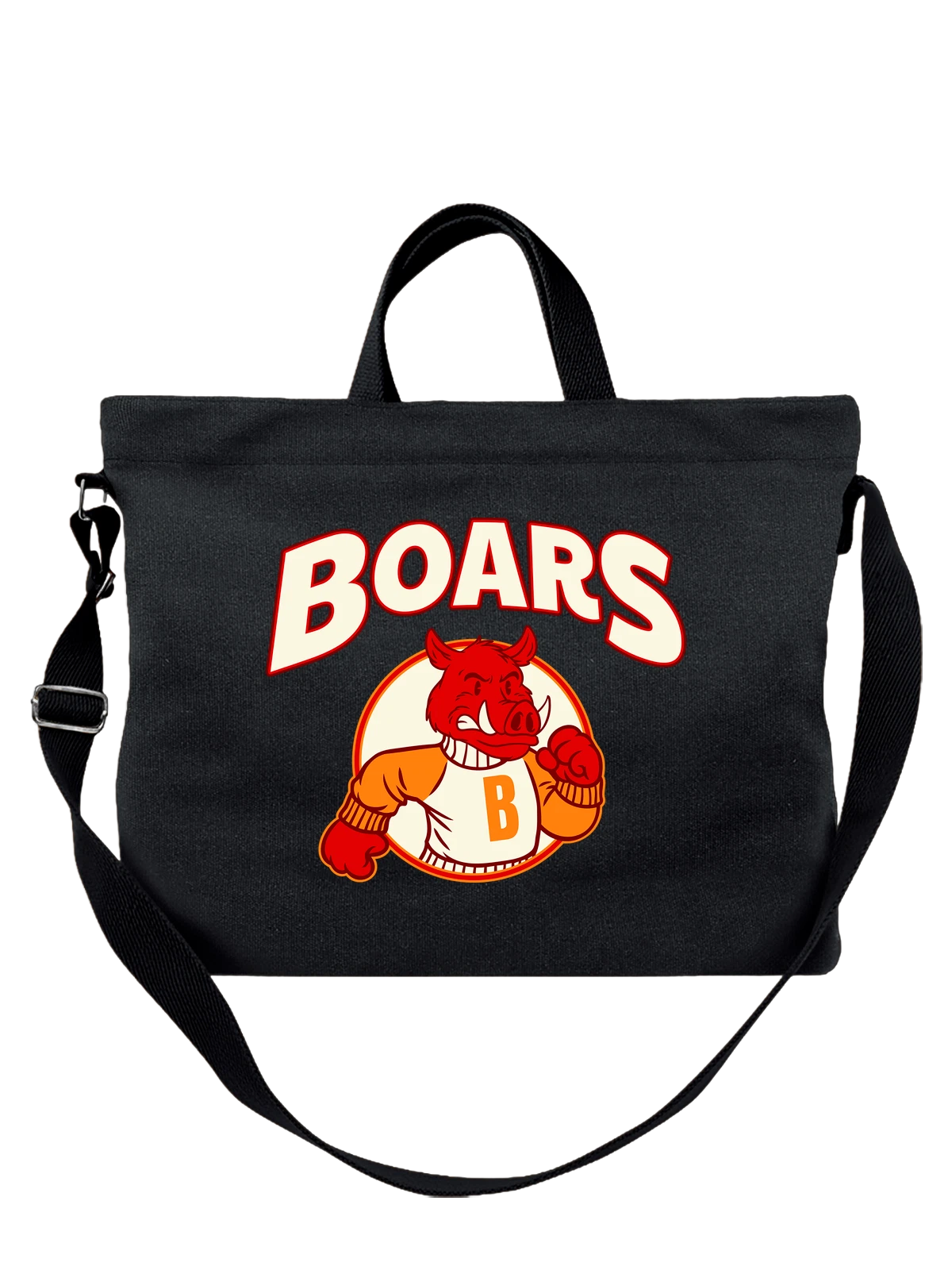 Сумка с кабаном boars чёрная с принтом — подарок любителю животных — Чёрная, фото 1