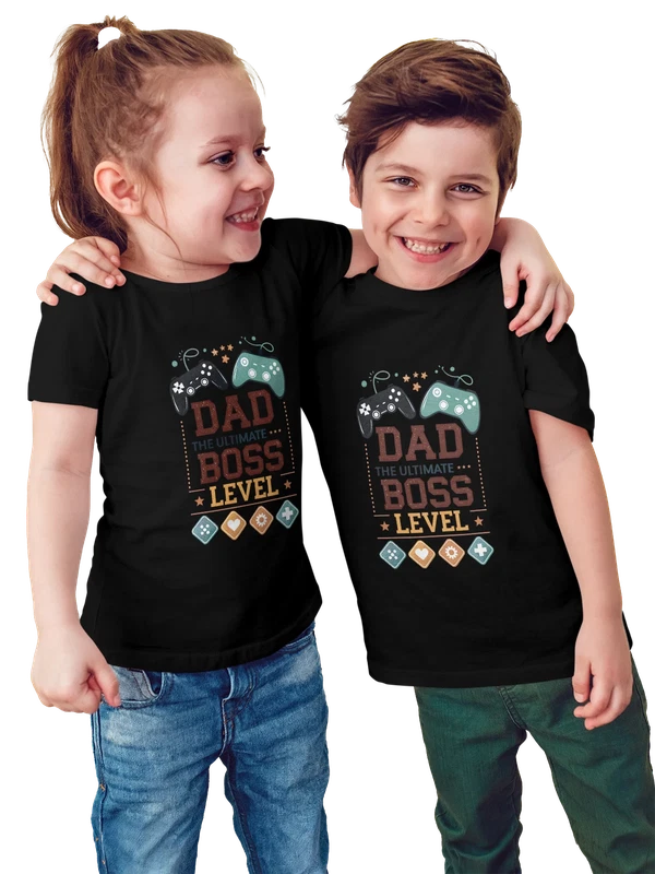 Футболка Папа Dad Ultimate Boss Level видеоигры геймер — Чёрная, фото 1