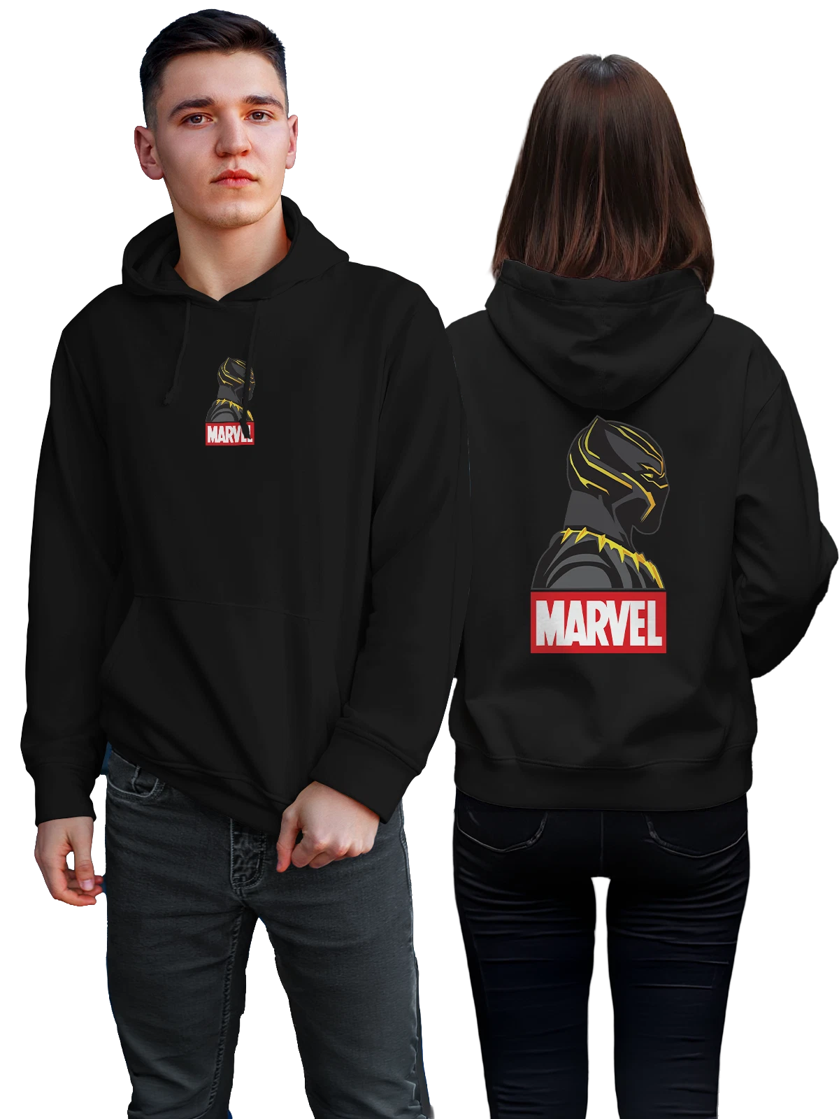 Худи Черная Пантера Marvel в маске чёрное с принтом — черно-золотой костюм — Чёрная, фото 1