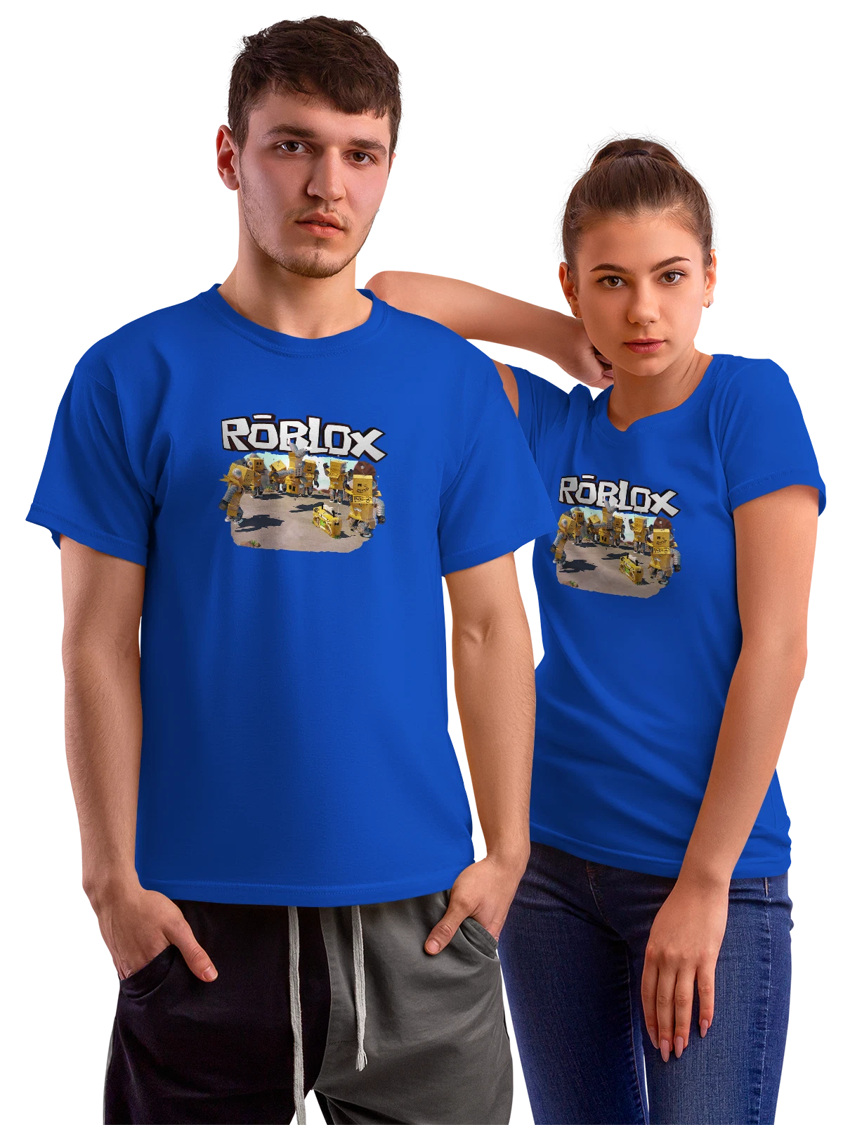 Футболка Roblox синяя с принтом — геймерский принт — Синяя, фото 1