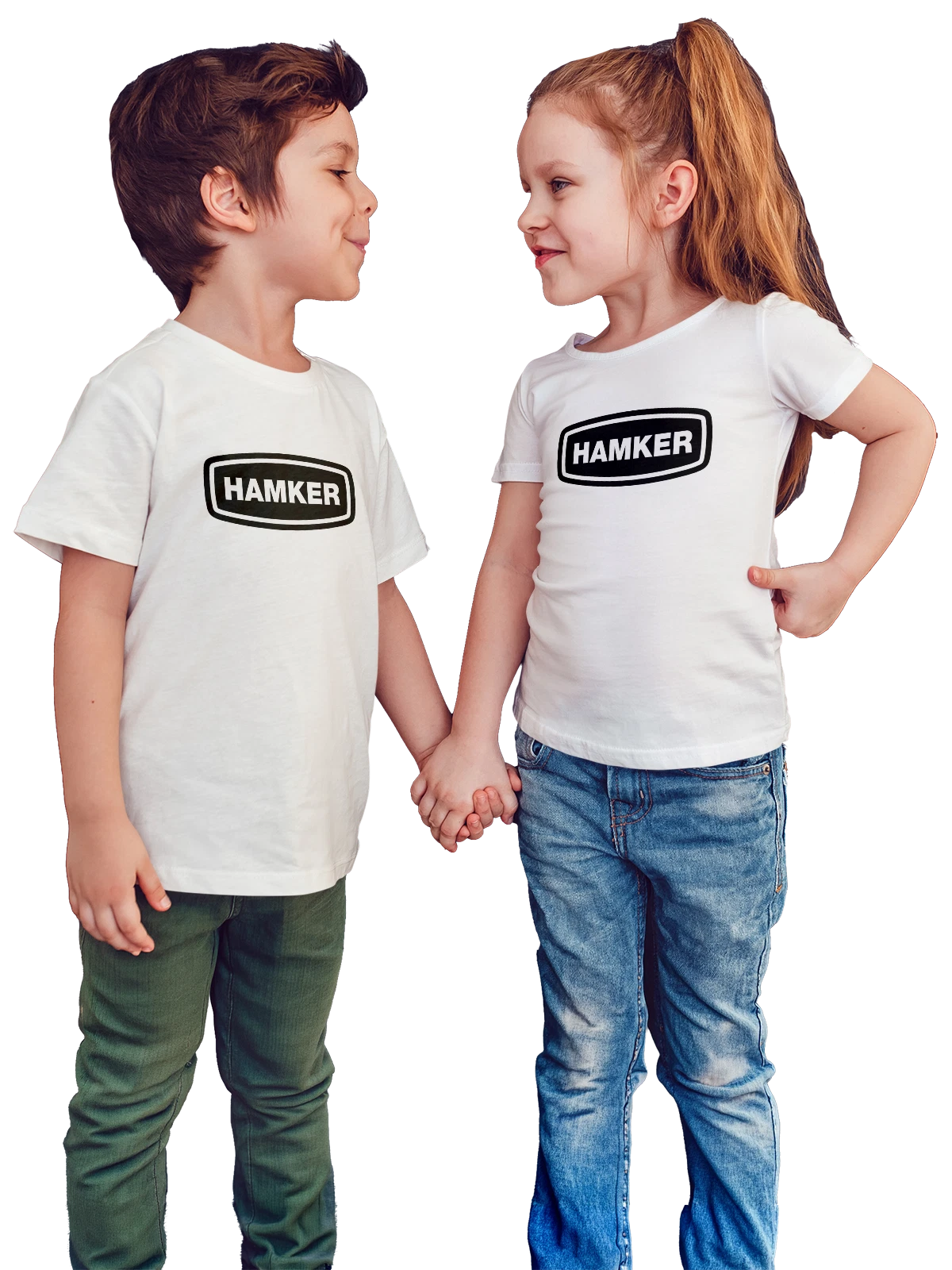 Футболка детская Hamker белая с принтом — современная айдентика — Белая, фото 1