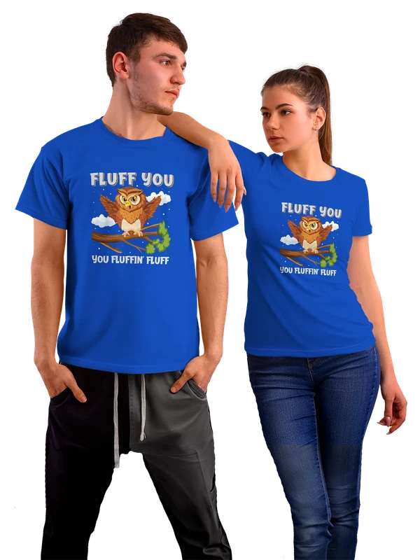 Футболка с совой fluff you — Синяя, фото 1