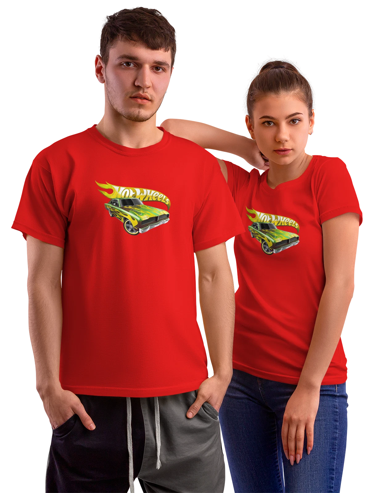 Футболка Hot Wheels машина красная с принтом — мотоцикл — Красная, фото 1