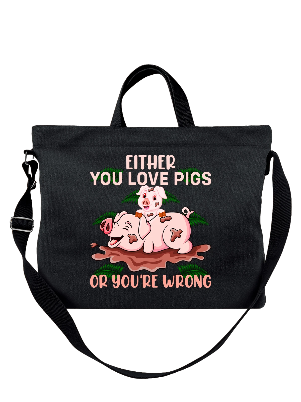 Сумка Свиньи love pigs чёрная с принтом — подарок любимой — Чёрная, фото 1