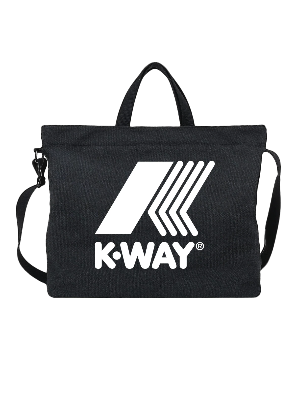 Сумка K-Way чёрная с принтом — ветровки и дождевики — Чёрная, фото 1