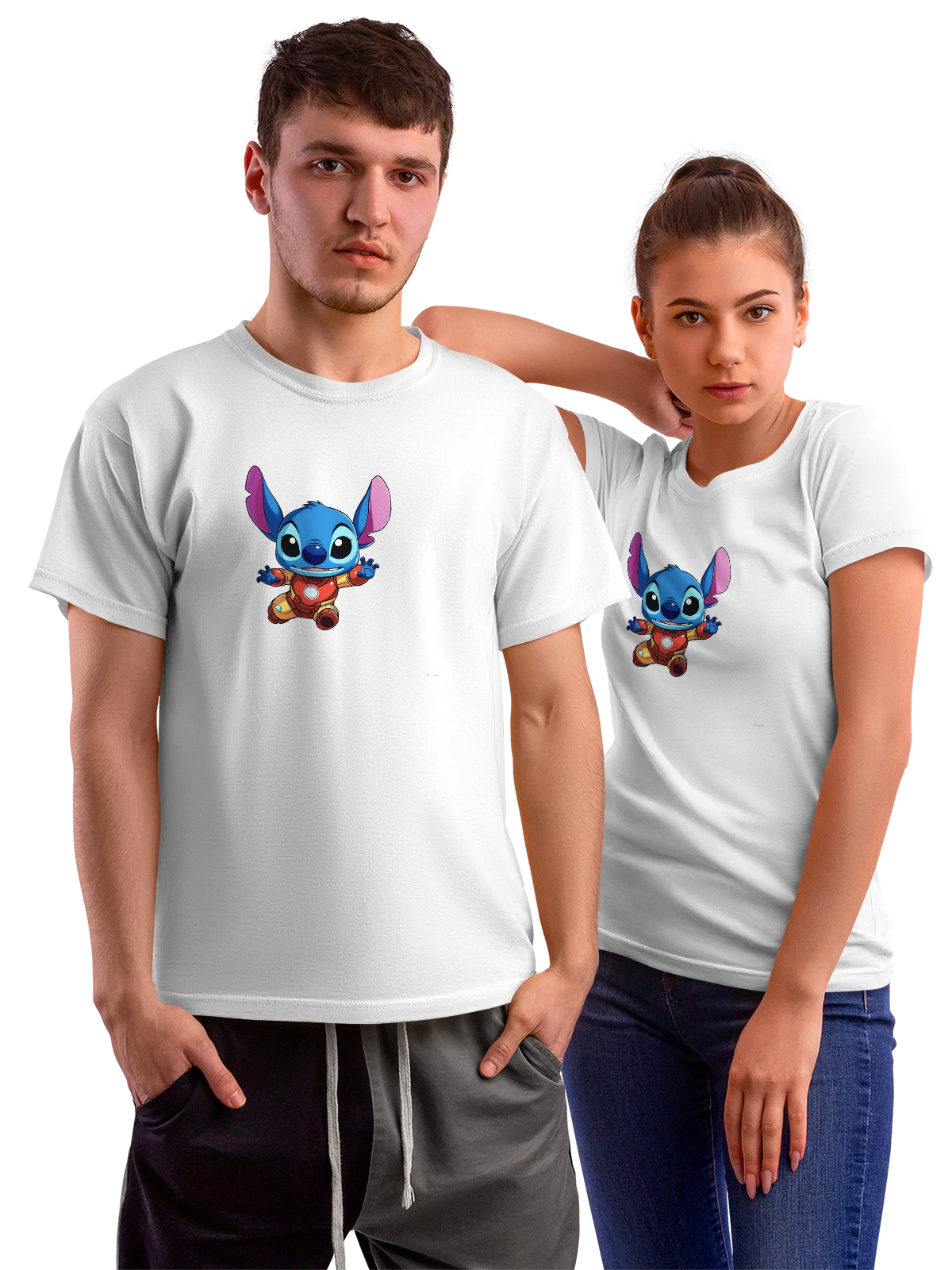 Футболка Ститч Stitch Марвел Железный человек герой белая с принтом — супергеройская оптика — Белая, фото 1