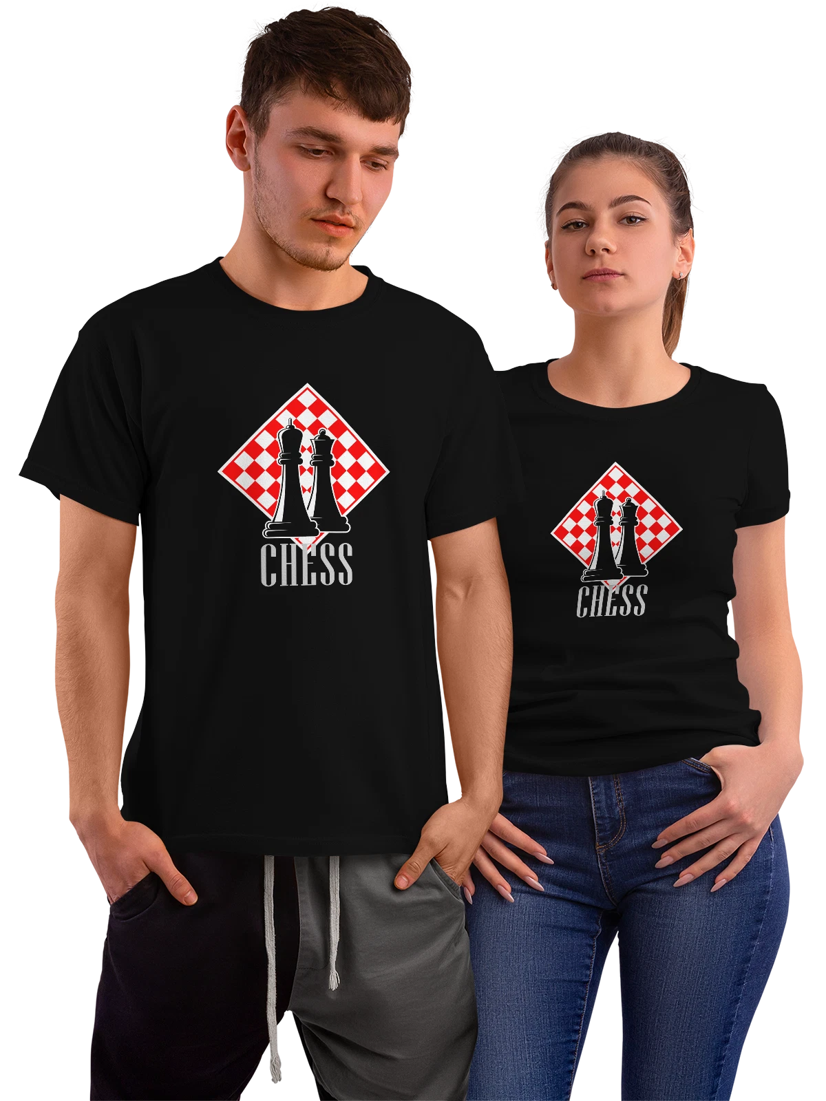 Футболка Король ферзь chess чёрная с принтом — шахматист — Чёрная, фото 1