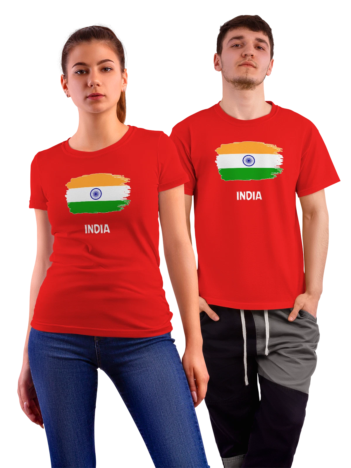 Футболка с флагом Индия India красная с принтом — национальная символика — Красная, фото 1