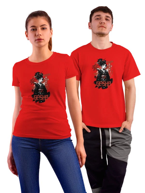 Футболка Гейша Geisha аниме японская традиция женская роль — Красная, фото 1
