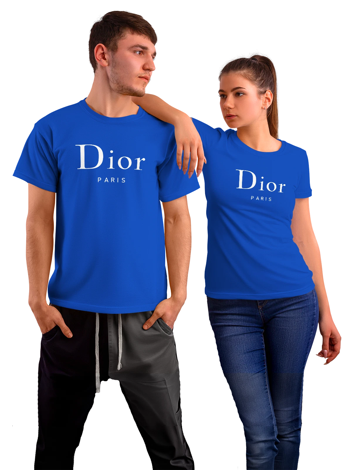 Футболка Dior синяя с принтом — парфюмерная эстетика — Синяя, фото 1