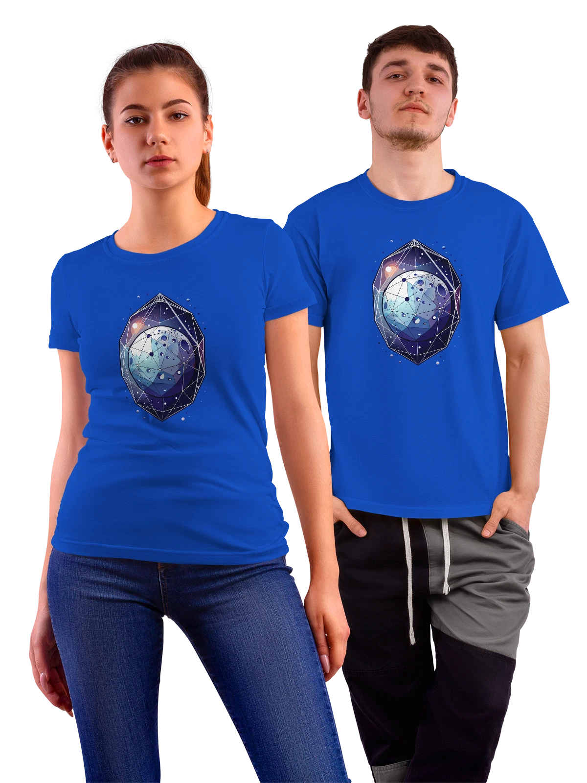Футболка Луна Moon аниме космос геометрия планеты синяя с принтом — ночное небо — Синяя, фото 1