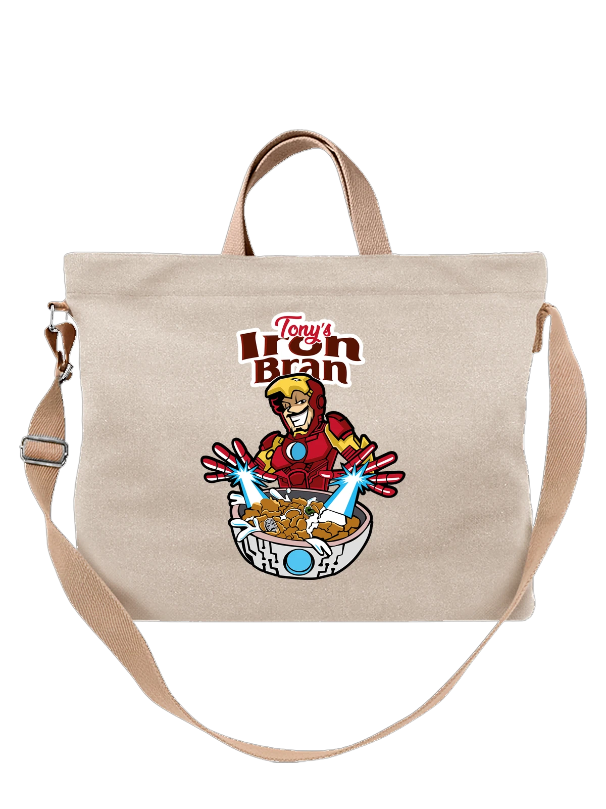 Сумка Tony's Iron Bran Тони Старк Железный человек белая с принтом — герой в маске — Белая, фото 1
