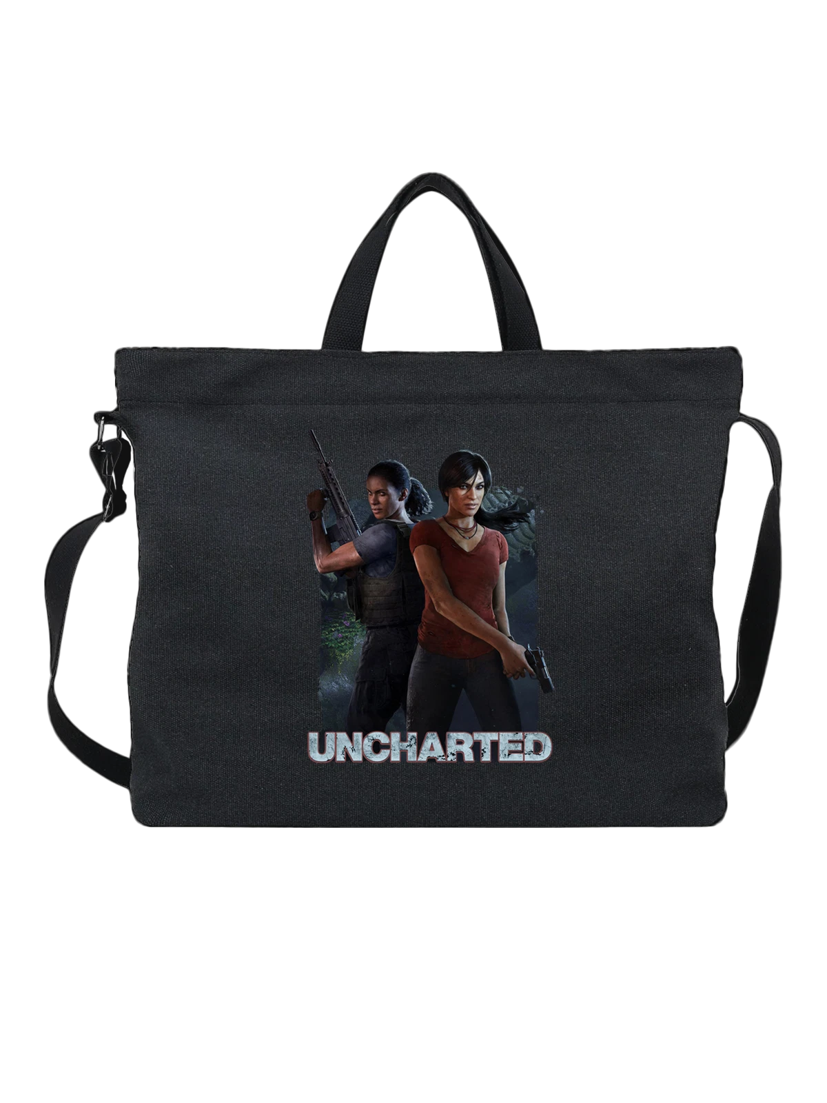 Сумка Uncharted чёрная с принтом — футболка подростку — Чёрная, фото 1