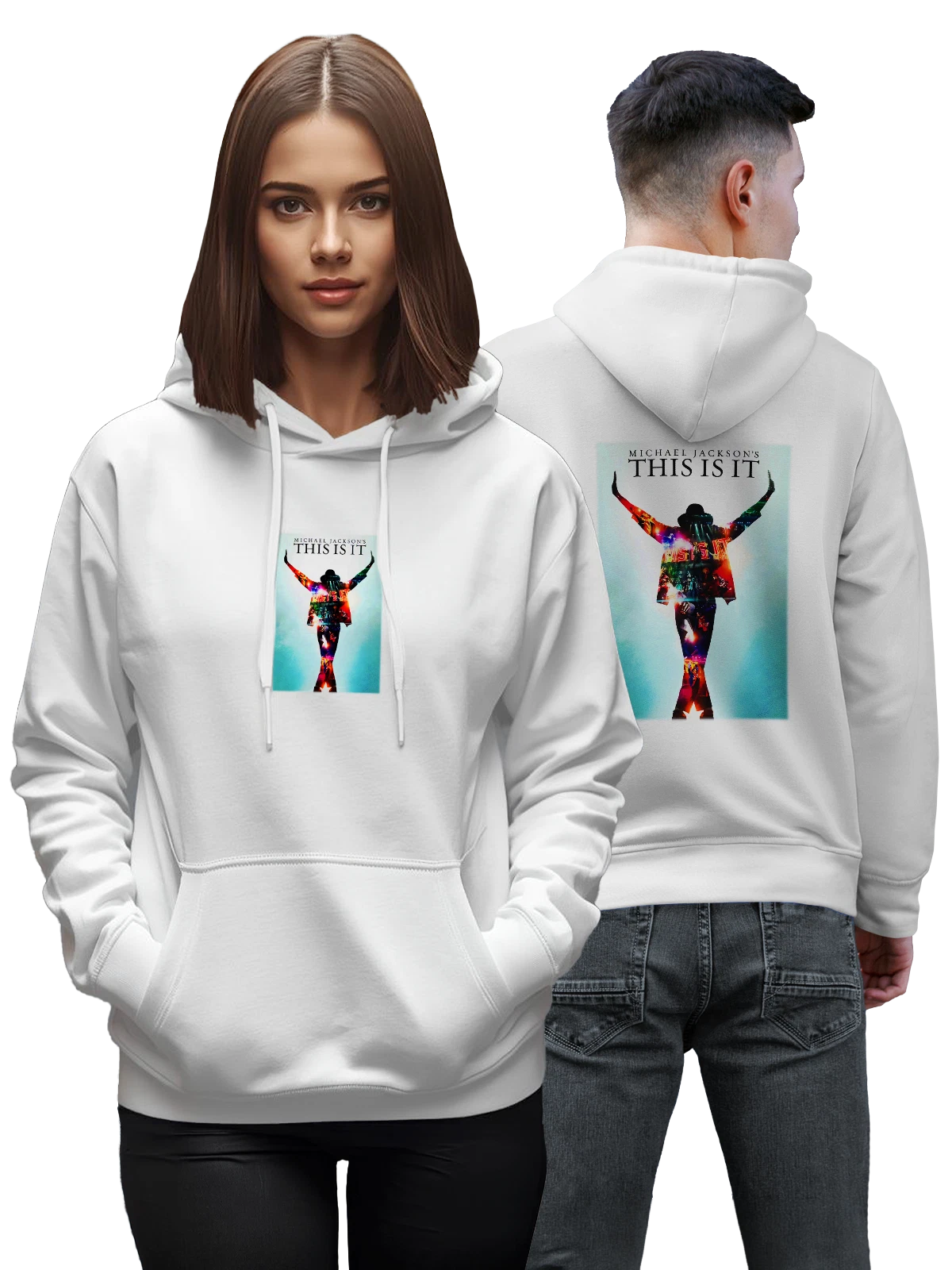 Худи Michael Jackson Майкл Джексон This Is It силуэт с белое с принтом — танцор — Белая, фото 1