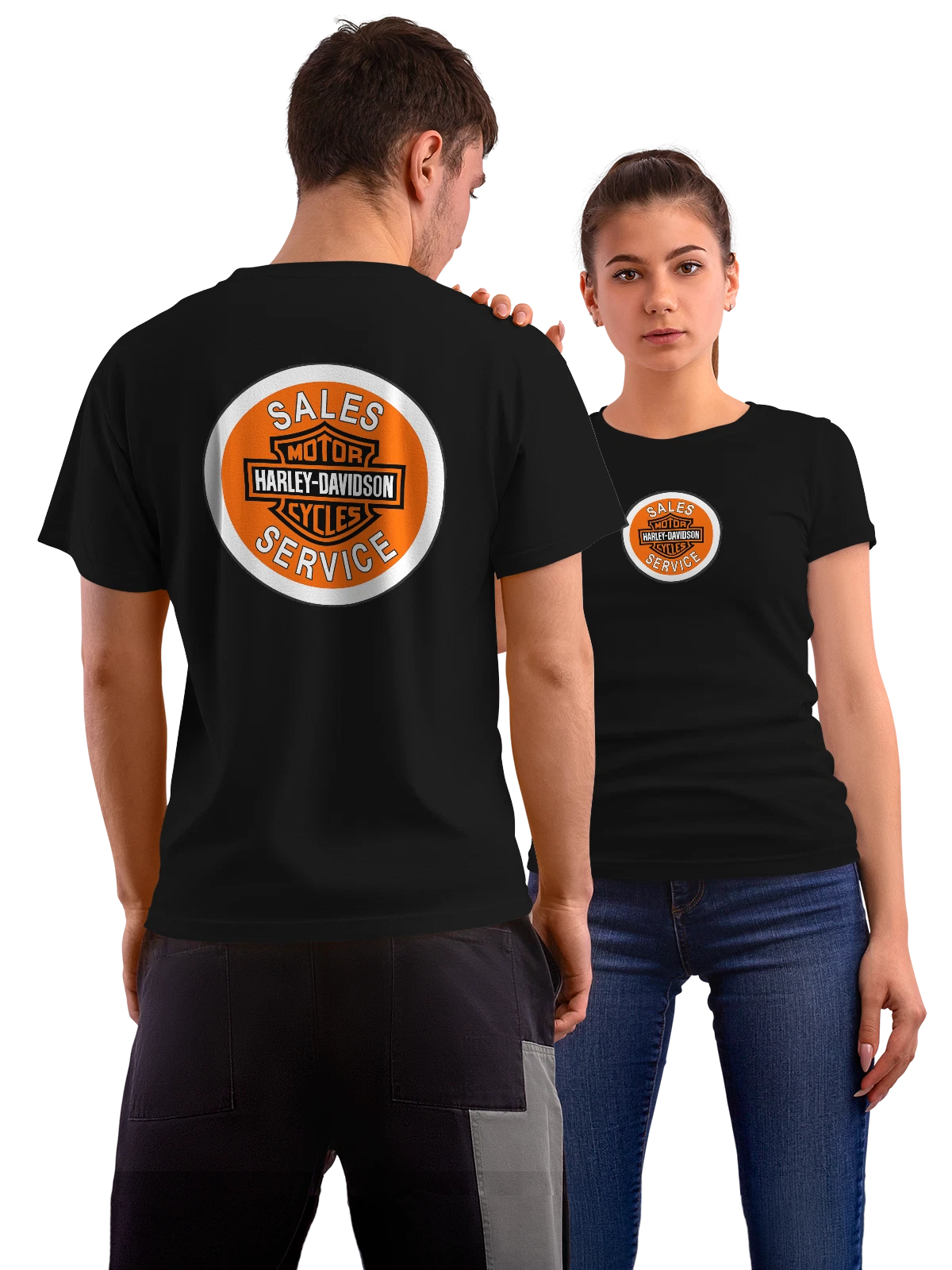 Футболка Harley Davidson чёрная с принтом на спине — контрастный принт — Чёрная, фото 1