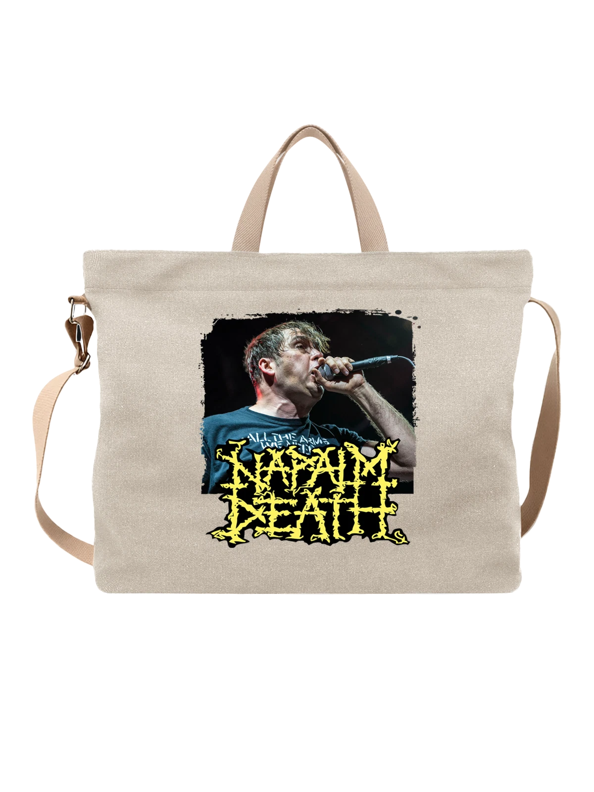 Сумка Napalm Death Барни белая с принтом — футболка подростку — Белая, фото 1