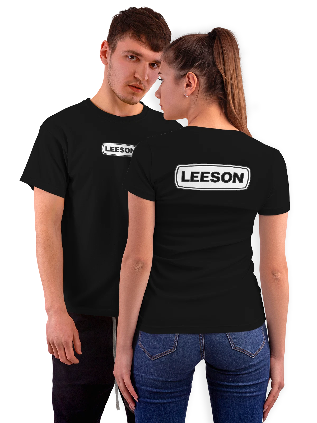 Футболка Leeson чёрная с принтом на спине — современная айдентика — Чёрная, фото 1