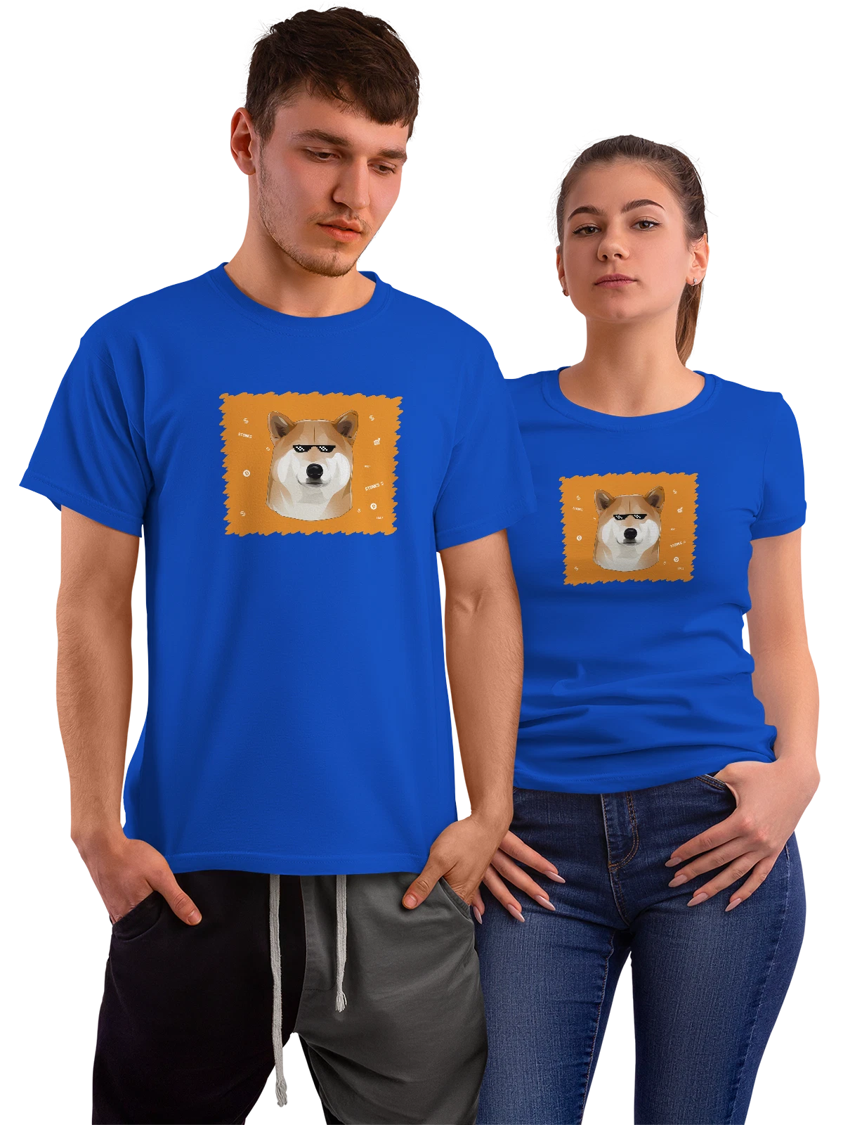 Футболка Мем Dogecoin синяя с принтом — авторский рисунок — Синяя, фото 1