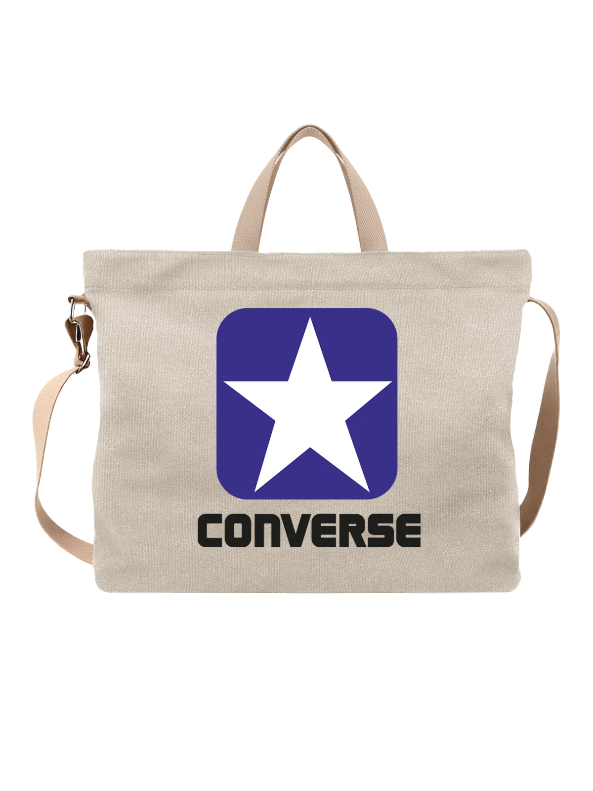 Сумка Converse белая с принтом — контрастный принт — Белая, фото 1