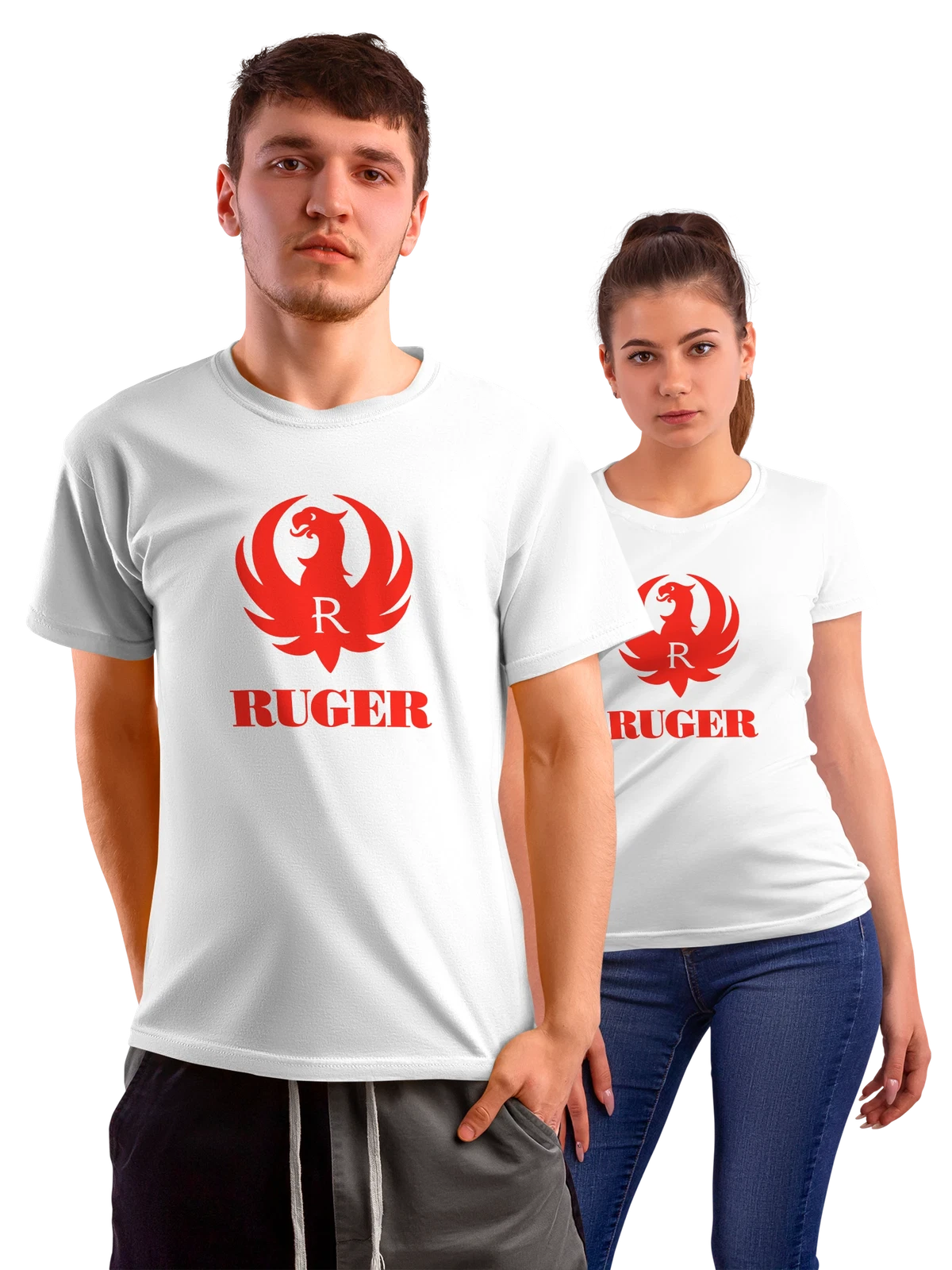 Футболка Ruger белая с принтом — пистолеты и винтовки — Белая, фото 1