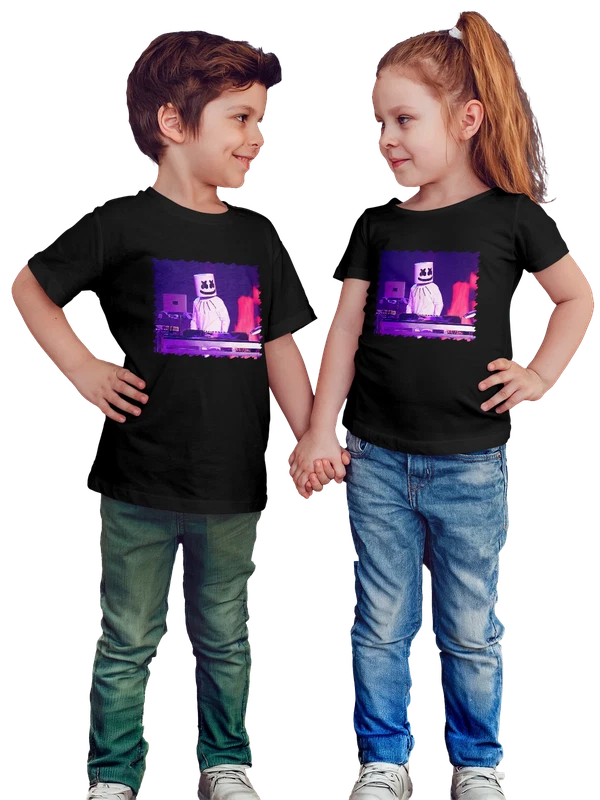 Футболка Музыка Marshmello Purple aesthetic — Чёрная, фото 1