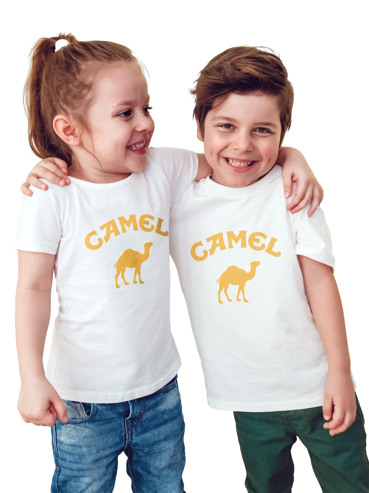 Футболка детская Camel белая с принтом — пустынная тематика — Белая, фото 1