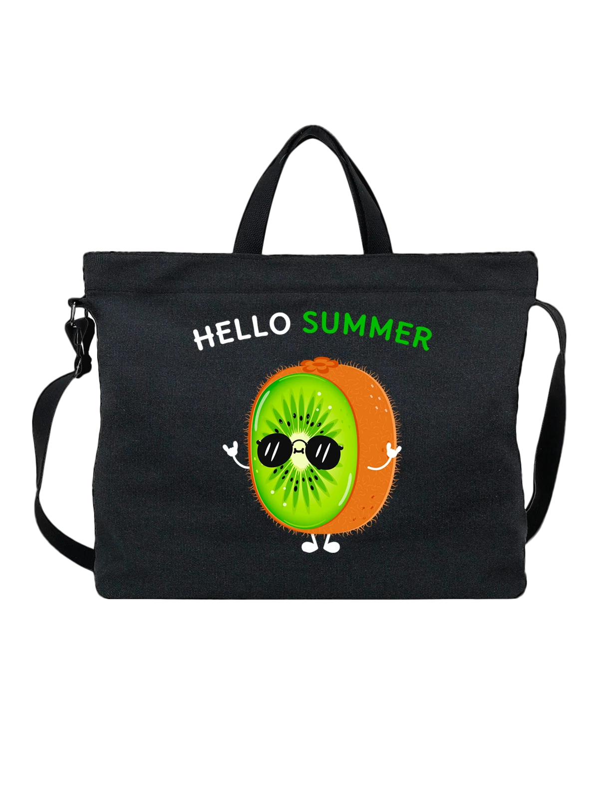 Сумка Киви hello summer чёрная с принтом — растительная пища — Чёрная, фото 1
