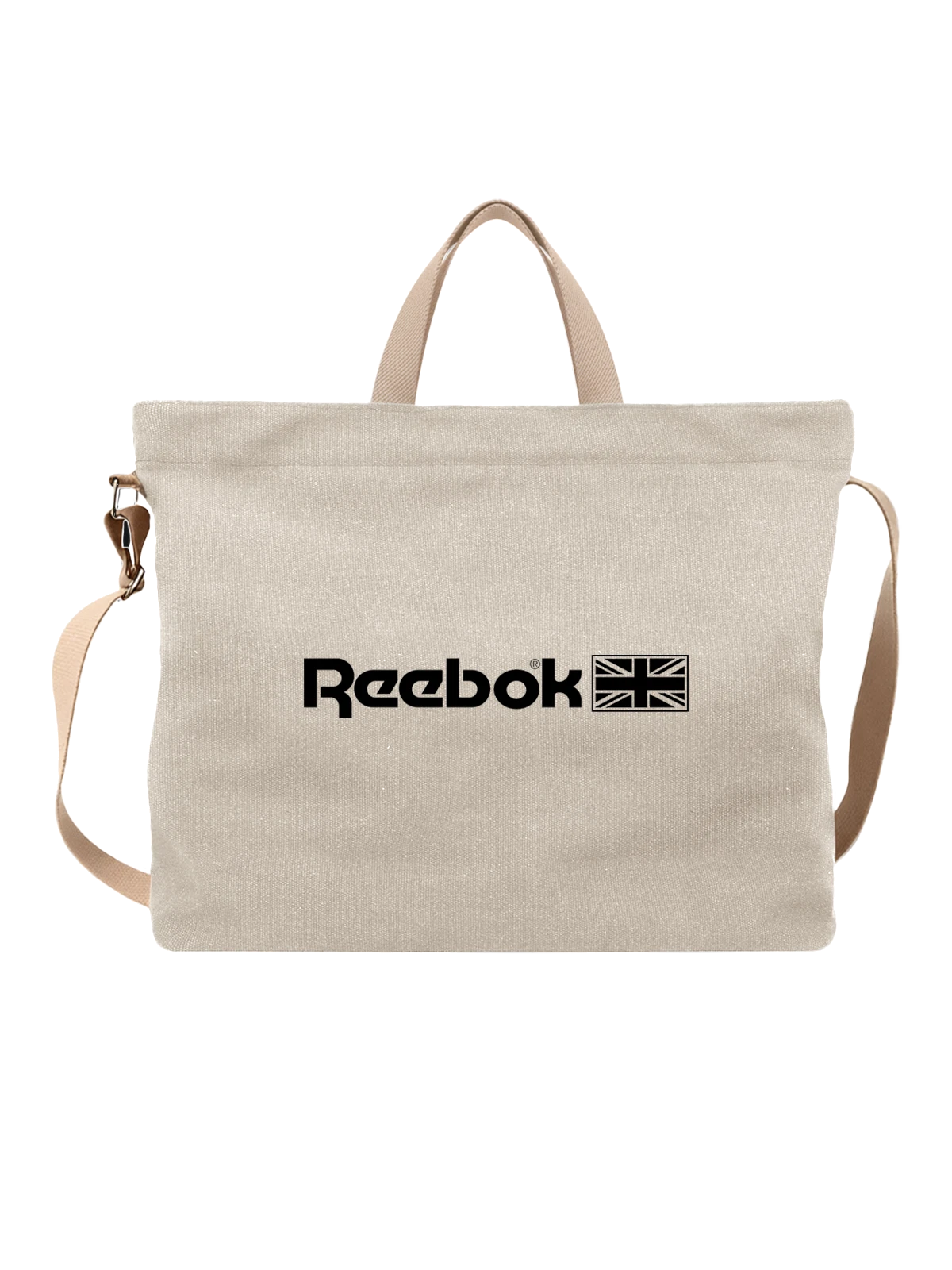 Сумка Reebok белая с принтом — классический вордмарк — Белая, фото 1