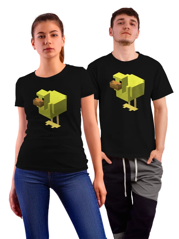 Футболка Minecraft Майнкрафт цыпленок — Чёрная, фото 1