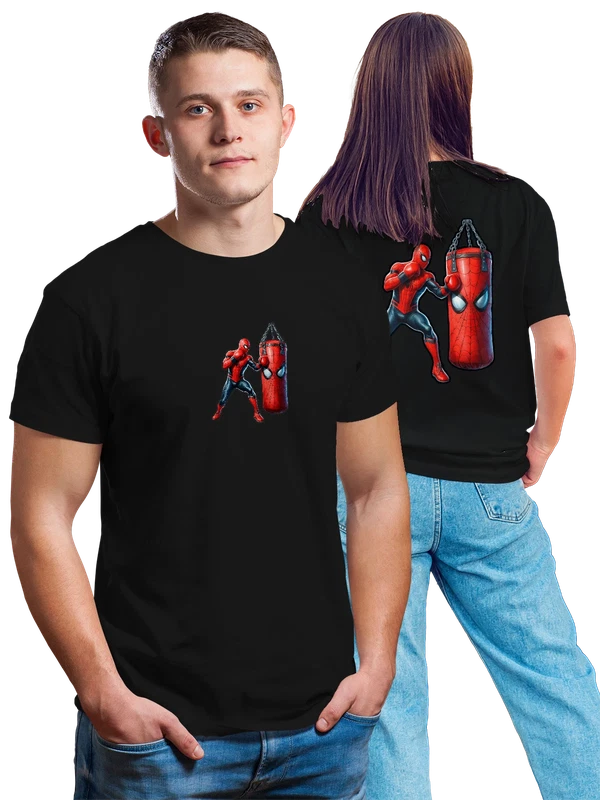 Футболка с Человеком Пауком Spider Man боксером — Чёрная, фото 1